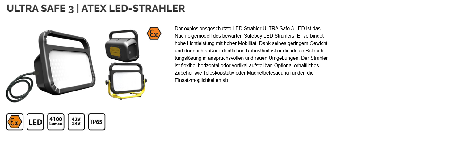 Ultra 3 LED - ex-geschützter LED Strahler, 24V-48V