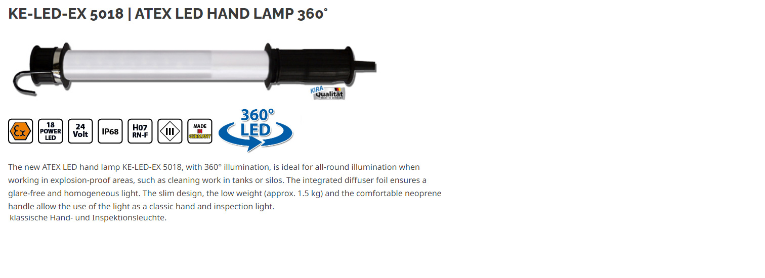 KE-LED-EX 5018 - ex-proof hand lamp, 360° ilumination, omnidirectional