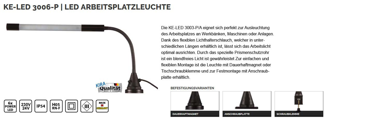 KE-LED 3006-P/A - LED Arbeitsplatzleuchte / Flexarmleuchte 