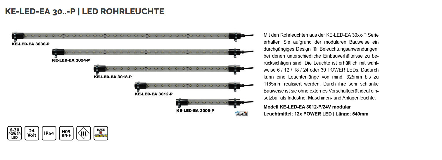 KE-LED-EA 3012 - Modulare LED Maschinenleuchte Serie, 24 Volt
