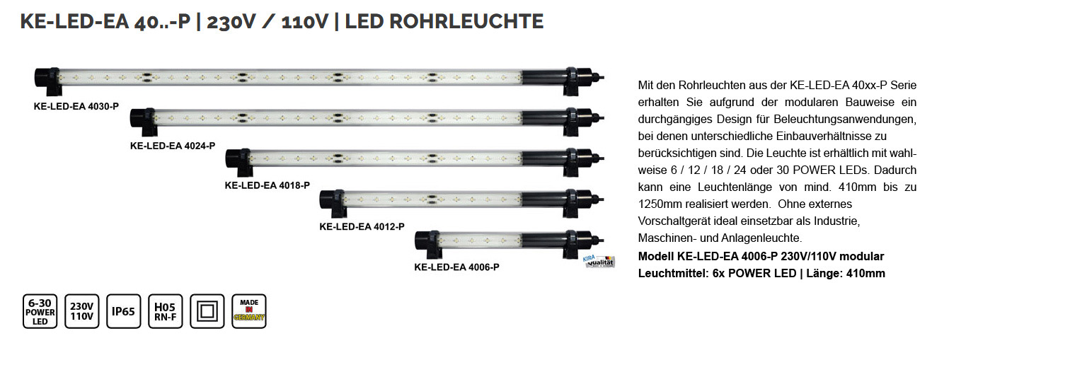 KE-LED-EA 4006 - Modulare LED Maschinenleuchte Serie, 230 Volt / 110 Volt