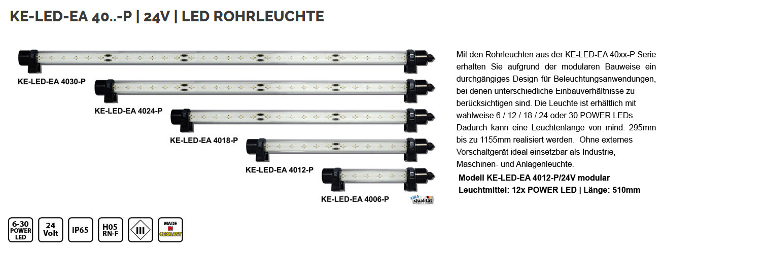 KE-LED-EA 4012 - Modulare LED Maschinenleuchte Serie, 24 Volt