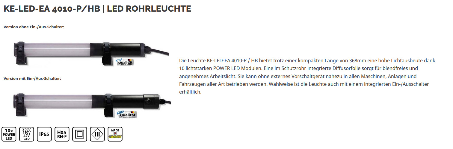 KE-LED-EA 4010-HB - LED Maschinenleuchte / Rohrleuchte IP65