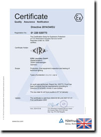 KIRA ATEX certificate