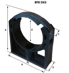 Fixing clamp BFK-D63 dimensions