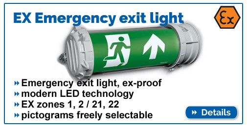 EX emergency exit light / escape route light FW, ex-proof for EX Zones 1,2,21,22